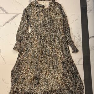 She + Sky Green and Gold Leopard Maxi